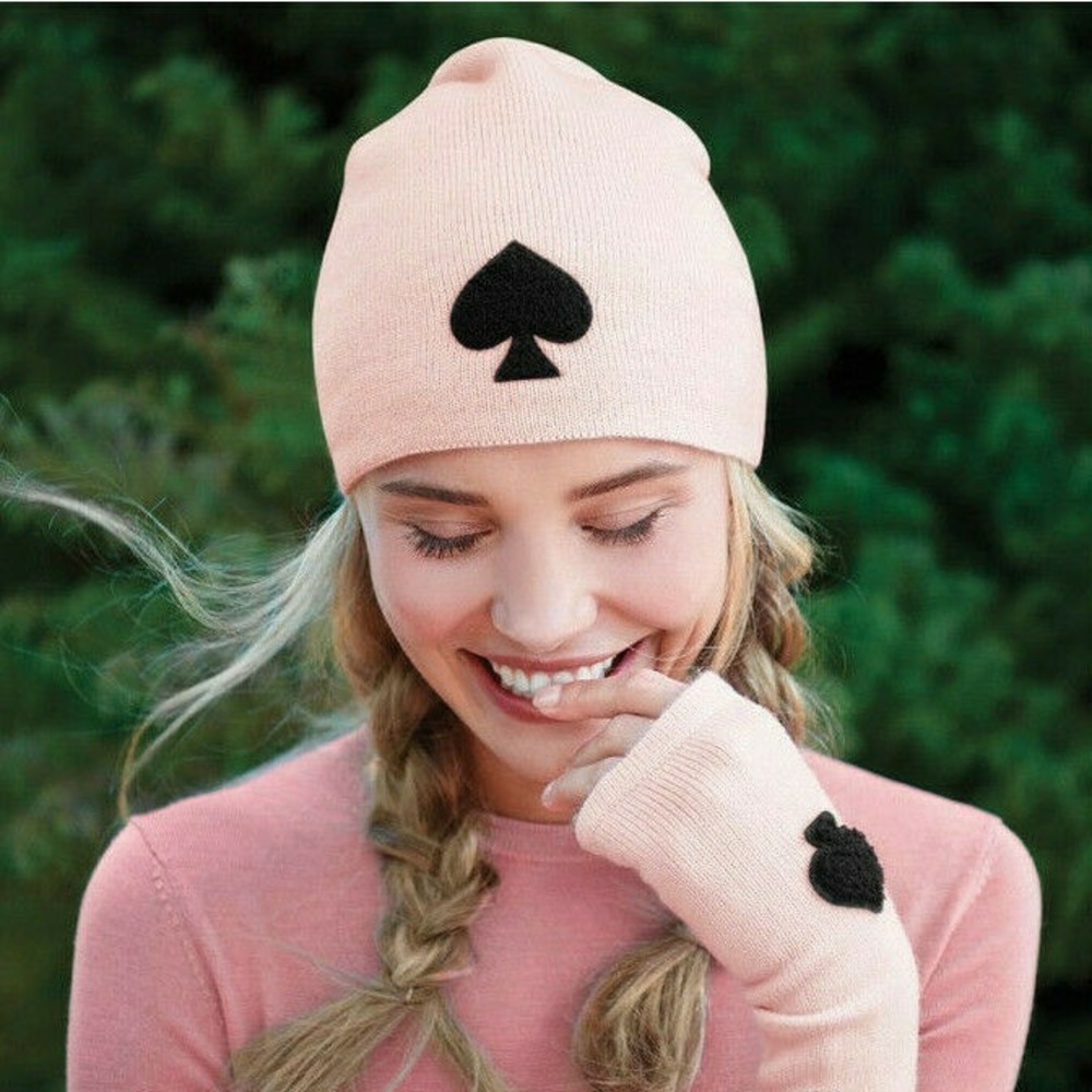Kate Spade Solid Spade Beanie in Rose Dew Pink